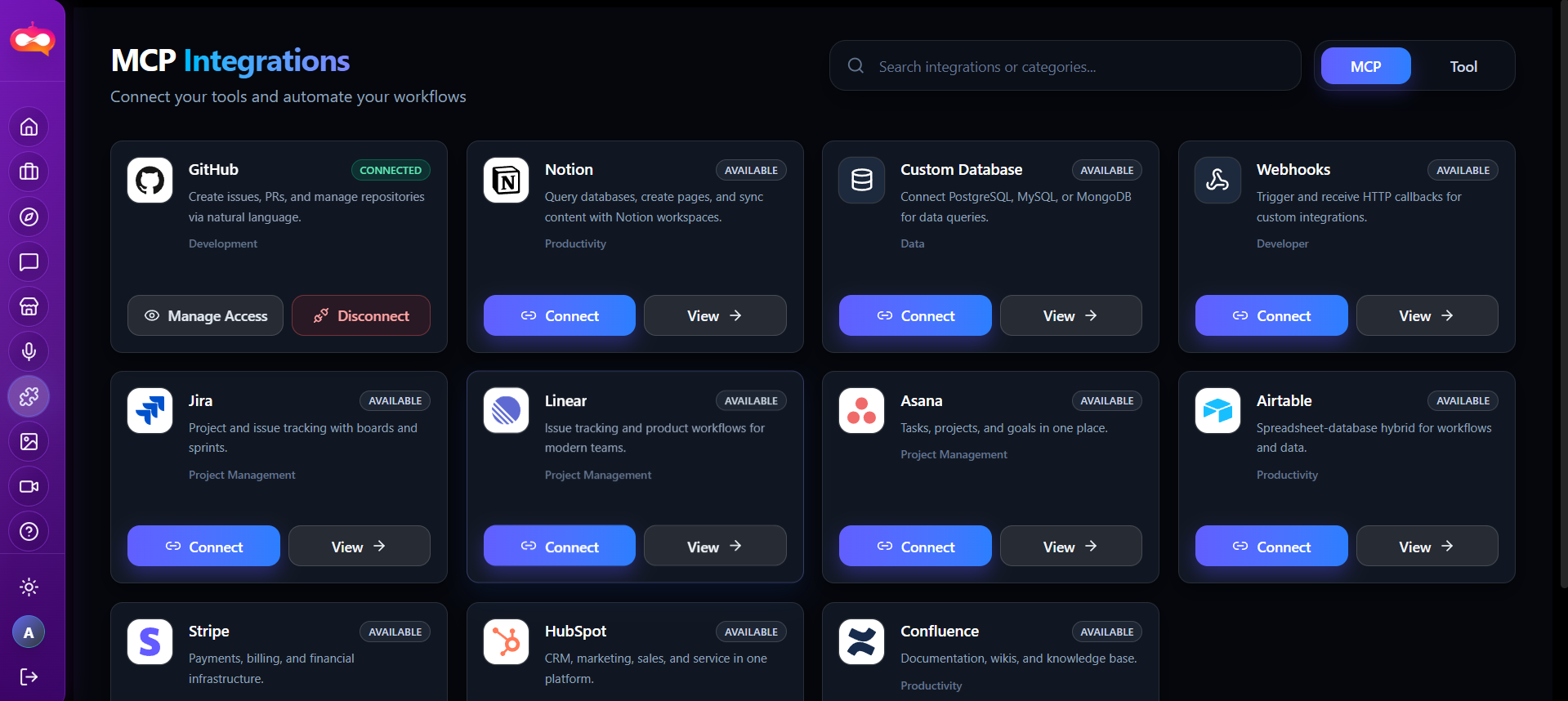 Tool use case or integration hub.
